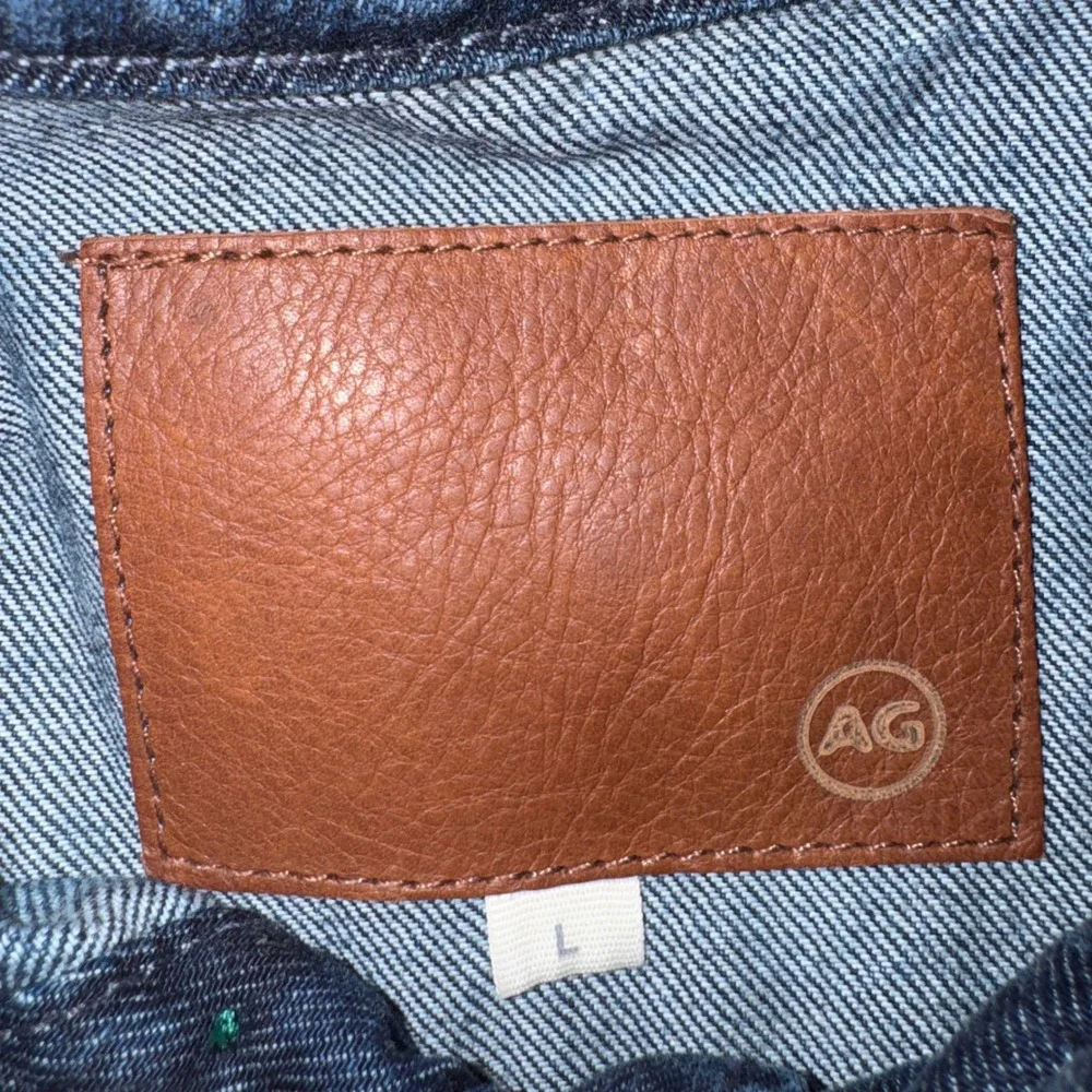 AG Adriano Goldschmied Mens Denim Trucker Jacket Dark Wash‎ LGN4130-FZL Size L